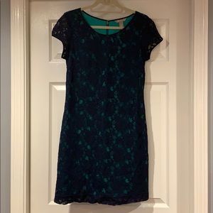 Banana Republic lace over green cocktail dress